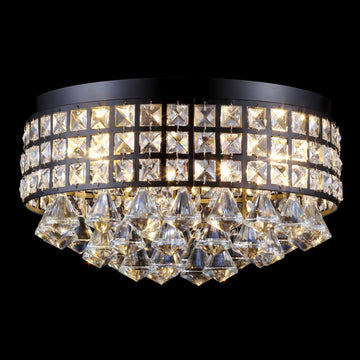 Meredith 14.5" Crystal Drops/Metal LED Flush Mount - JONATHAN Y